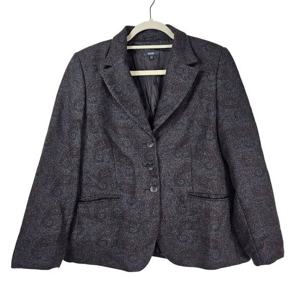 Zanella Paisley Wool & Angora Blend Blazer Jacket 16 Made In Italy Quiet Luxury - Picture 1 of 11